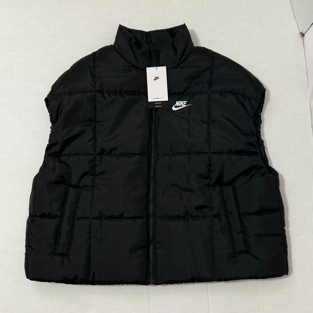 Nike NWT Sz M Black Sportswear Women's Classic Puffer Therma-FIT Loose Vest - Picture 7 of 15